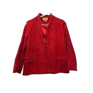 Vintage Carla New York Genuine Red Leather Suede Jacket Blazer Women's Size 10